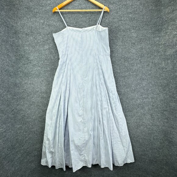 J Crew‎ Button Down Poplin Dress 14 White Blue Stripe Long Maxi Coastal Flowy - Picture 5 of 16